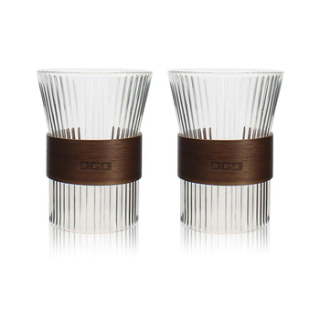 Visuel 1 du produit Tasses en verre borosilicate transparent strié Karl x 2 - 250 ml