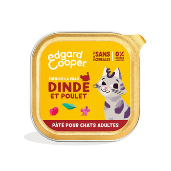 Visuel 1 du produit Pâtée pour chat adulte à la dinde et au poulet sans céréales Edgard & Cooper - 85 g