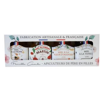 Visuel 1 du produit Coffret de 4 miels truffe, piment, vanille et fleur d’oranger Abeilles de Malescot - 4 x 125 g