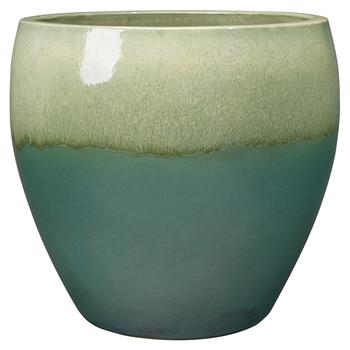 Visuel 1 du produit Pot rond Guardians Jade coloris vert en terre cuite émaillée - 20 x 20 x 20 cm