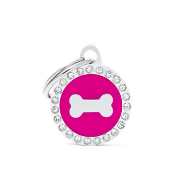 Visuel 1 du produit Médaille glam petit cercle rose avec os