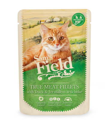 Visuel 1 du produit Pâtée pour chat en sachet au canard et à la topinambour Sam's Field - 85 g