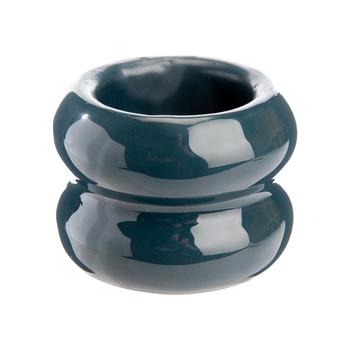 Visuel 1 du produit Photophore à 2 ronds en métal bleu foncé - Ø 6 x H 5 cm