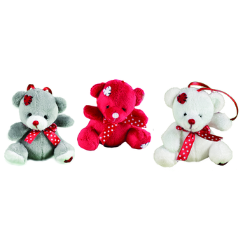 Visuel 1 du produit Décoration à suspendre ours coloré à nœud rose avec patch cœur Kalidou - 8 cm