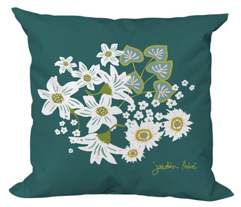 Visuel 1 du produit Coussin déco en polyester/coton vert Jardin Privé Guirlande Fleurie - 40 x 40 x 15 cm