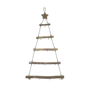 Visuel 1 du produit Arbre mural à suspendre en bois naturel avec crochets - 58 x 4 x 118 cm