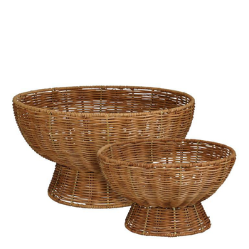 Visuel 1 du produit Plateau de décoration en rotin naturel marron petit modèle - Ø 25 x H 13 cm