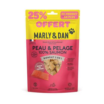 Visuel 1 du produit Friandises pour chien 100 % saumon Marly & Dan Peau Pelage - 25 % offert - 63g