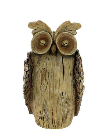 Visuel 1 du produit Hibou décoratif à poser en polyrésine marron imitation bois grand modèle - 22 x 13,5 x 39 cm