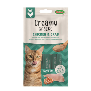 Visuel 1 du produit Friandise en crème pour chat poulet et crabe Bubimex Creamy x 4 - 60 g