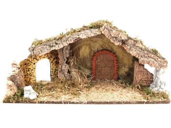 Visuel 1 du produit Crèche avec porte et arche en brique - 56 cm