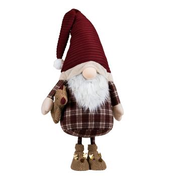 Visuel 1 du produit Peluche décorative de Noël gnome debout tartan et chaussons ours en polyester coloris multicolore - grand modèle H 87 cm