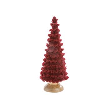 Visuel 1 du produit Sapin conique en velours bordeaux et bois - Ø 10 x H 31 cm