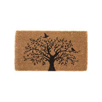 Visuel 1 du produit Paillasson en fibre de coco naturel motif arbre de vie noir - 72 x 40 cm