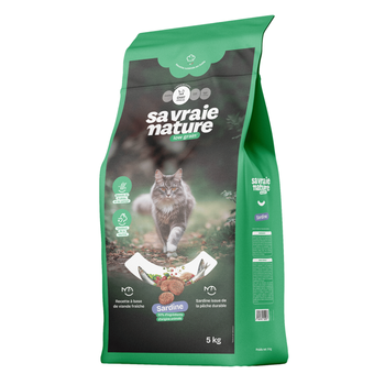 Visuel 1 du produit Croquettes chat stérilisé sardine réduites en céréales Sa Vraie Nature - 5 kg