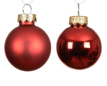 Visuel 1 du produit Ensemble de 16 boules en verre brillant et mat rouge - Ø 3,5 cm