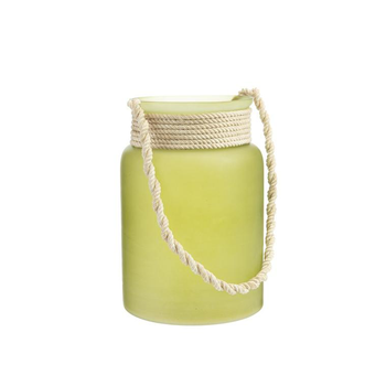 Visuel 1 du produit Photophore coloris vert en verre et corde - 22 x 15 cm