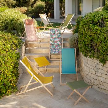 Visuel 2 du produit Fauteuil chilienne agrafée coloris jaune en coton - 132 x 55 x 35 cm