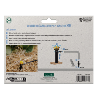 Visuel 1 du produit 10 goutteurs réglables sur pic + jonction x 10 botanic® - Arrosage goutte à goutte