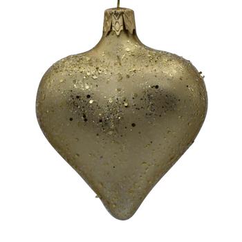 Visuel 1 du produit Suspension cœur en verre or - 5 x 3 x 7 cm
