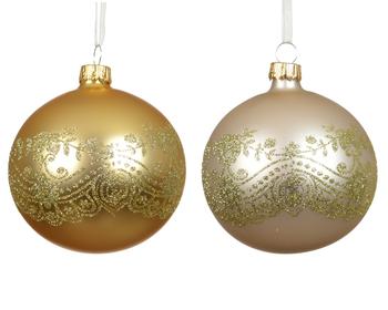 Visuel 1 du produit Boule de Noël baroque en verre or - Ø 8 cm