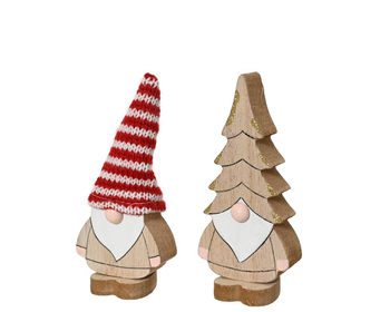 Visuel 1 du produit Gnome en bois de paulownia avec bonnet– 3,5 x 5 x 11 cm