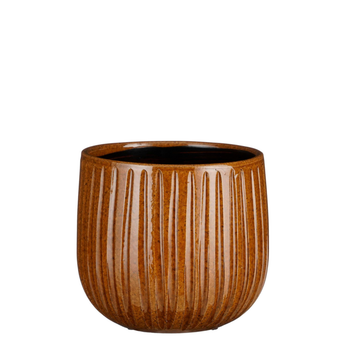 Visuel 1 du produit Pot rond Edelman Hollande cannelé ocre Pablo – Ø 18 x H 16 cm