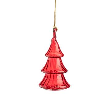 Visuel 1 du produit Suspension forme sapin en verre rouge transparent - Ø 5 x H 9,5 cm