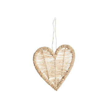 Visuel 1 du produit Décoration à suspendre cœur en jute naturel - 10 cm