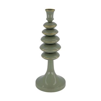 Visuel 1 du produit Bougeoir en métal vert d’eau - Ø 12 x H 30 cm