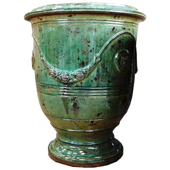 Visuel 1 du produit Vase Anduze patine émeraude en terre cuite émaillée H 68 x Ø 53 cm