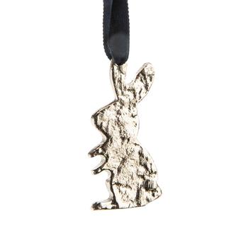 Visuel 1 du produit Suspension lapin en aluminium argenté - 5,5 x 10 cm