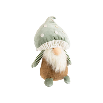 Visuel 1 du produit Gnome marron avec chapeau champignon vert petit modèle - 36 cm