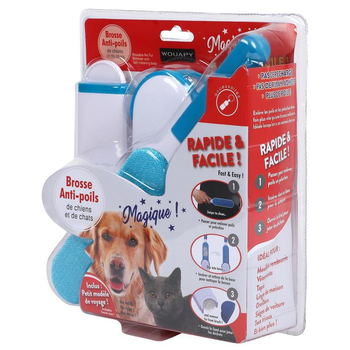 Visuel 2 du produit Brosse anti-poils magique coloris bleu Wouapy