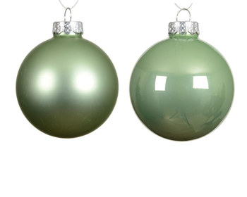 Visuel 1 du produit Ensemble de 16 boules en verre émaillé et mat matcha green - Ø 3,5 cm