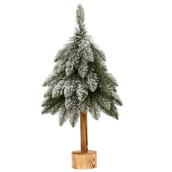 Visuel 1 du produit Mini-arbre européen coloris vert enneigé en PVC et bois certifié FSC® - H 65 x Ø 30 cm