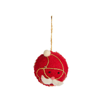 Visuel 1 du produit Boule Père Noël en laine polyester rouge et blanc - Ø 4 cm