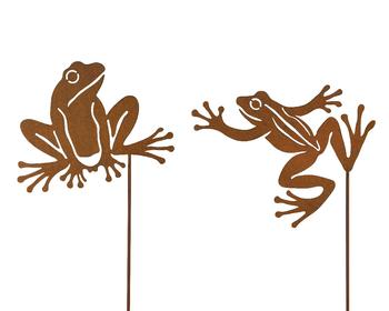 Visuel 1 du produit Pique de jardin grenouille coloris marron en fer - 33 x 0,5 cm