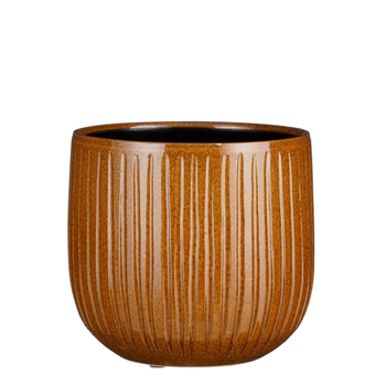 Visuel 1 du produit Pot rond Edelman Hollande cannelé ocre Pablo – Ø 21 x H 19 cm