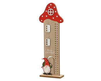 Visuel 1 du produit Calendrier de l’Avent forme champignon en bois MDF à chapeau rouge - 5 x 14 x 39 cm
