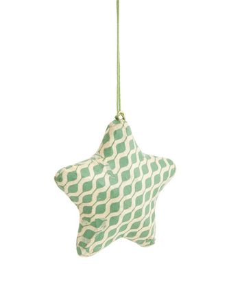 Visuel 1 du produit Suspension décorative étoile coloris vert en coton maché - 8 cm