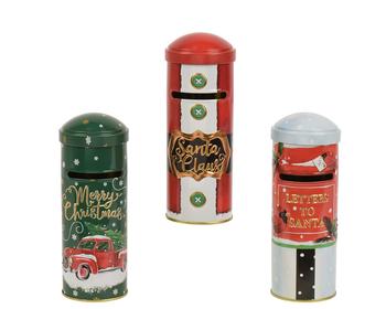Visuel 1 du produit Boîte aux lettres cadeau en étain coloré - Ø 6,1 x H 17 cm