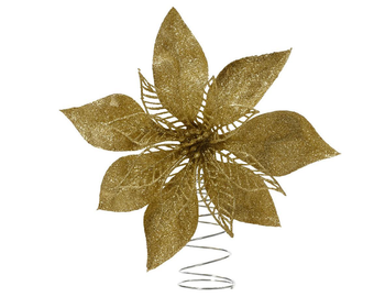 Visuel 1 du produit Cimier forme poinsettia en plastique doré - 2 x 22 x 22 cm