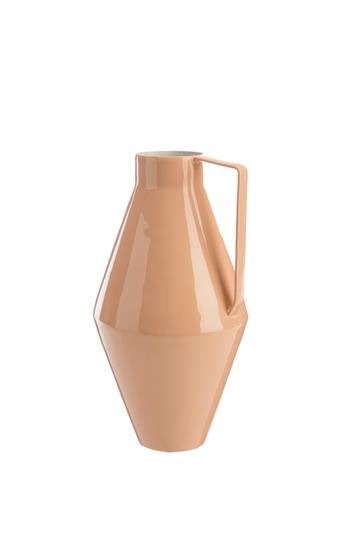 Visuel 1 du produit Vase antique en métal coloris saumon taille L - 14 x 15 x 26 cm
