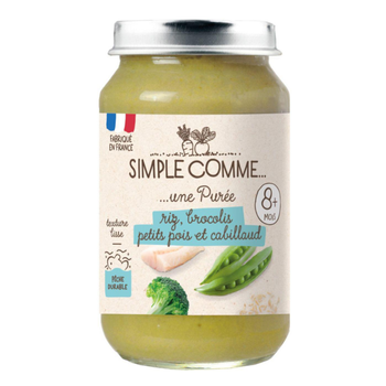 Visuel 1 du produit Pot riz brocoli petits pois cabillaud bio Simple Comme - 200g