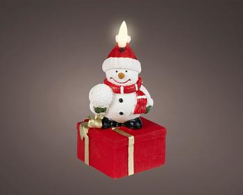 Visuel 1 du produit Bougie LED en cire avec mèche bonhomme de neige - 5,8 x 6 x 4,5 cm
