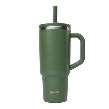 Visuel 1 du produit Travel cup isotherme en inox avec bouchon étanche Qwetch Matt kaki - 900 ml