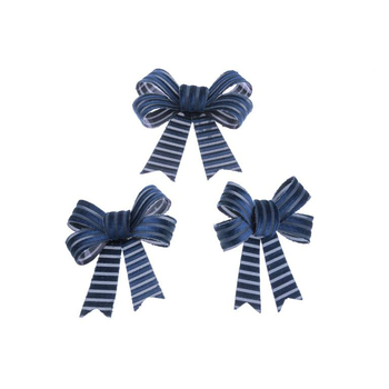 Visuel 1 du produit Ensemble de 3 nœuds en velours côtelé bleu marine - 10 x 12,7 cm