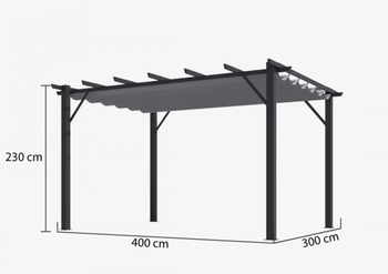 Visuel 1 du produit Pergola aluminium gris anthracite HABRITA - 4m x 3m