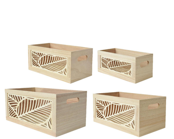 Visuel 1 du produit Panier de rangement en bois de Paulownia naturel taille 2 - 31 x 17 x 14 cm